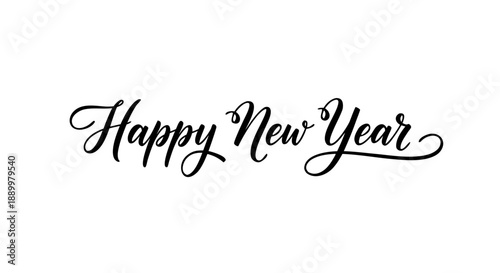 Happy New Year calligraphy vector illustration - elegant handwritten lettering for festive greetings and celebrations