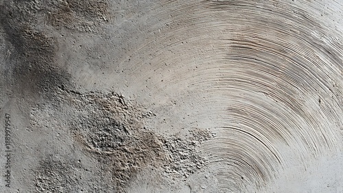 Brushed concrete plaster texture with curved trowel marks, top down