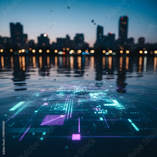 Data Reflections on Water Surface
Description: Digital patterns visible only as reflections on calm water.