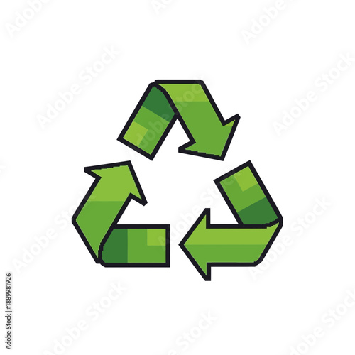 Green Recycling Symbol Icon Isolated on Transparent Background