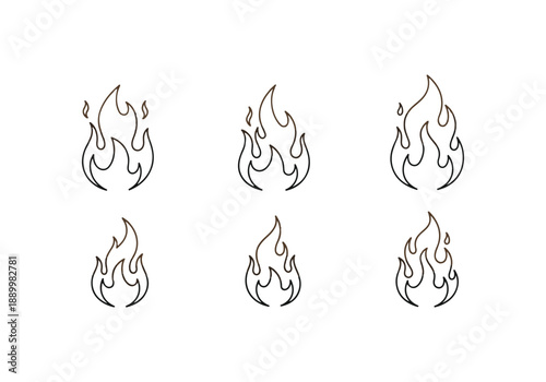Six unique flame designs in minimalist style Vector