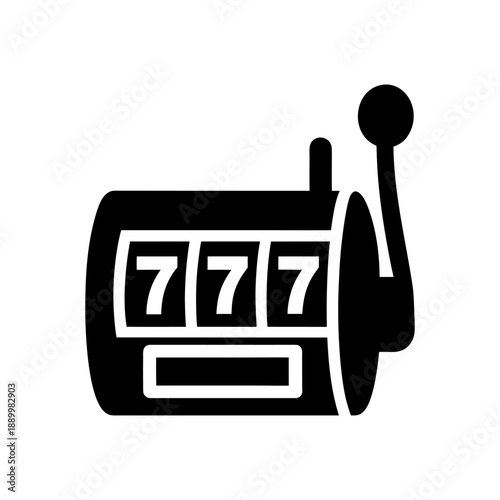 Flat Slot Machine Vector with 777 for Gambling Apps.