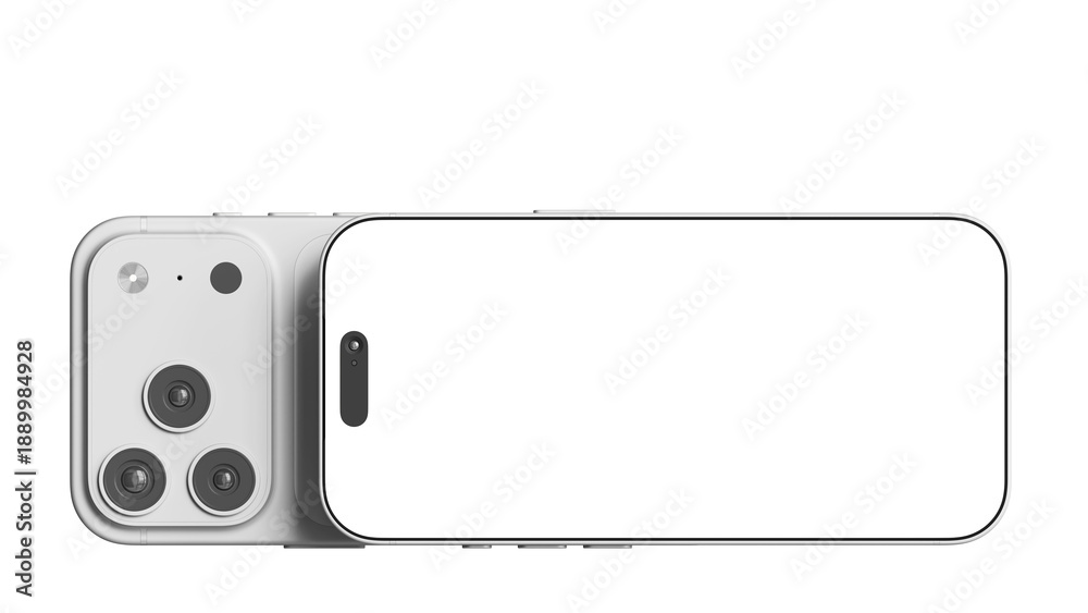 Fototapeta premium Phone on an isolated background. Front view Landscape mockup with transparent screens for web, app, and UX/UI. 