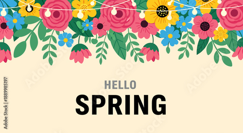 Vibrant Spring Greeting Card with Colorful Flowers