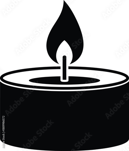 Tea Light Candle Flame Silhouette Vector