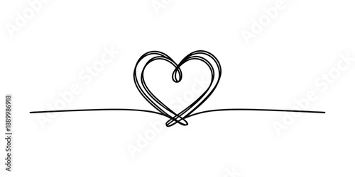 Elegant continuous line heart minimalist design vector line art on white background
