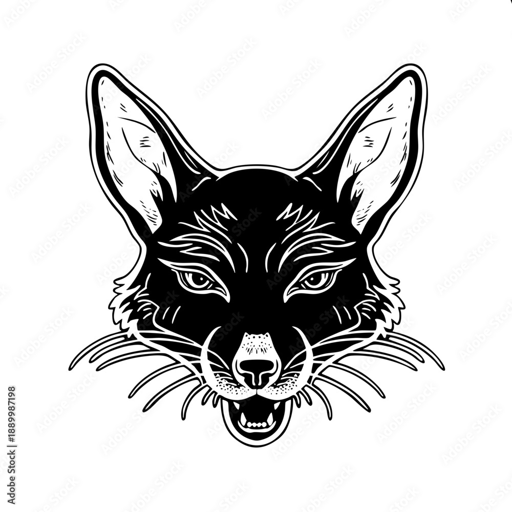 Fototapeta premium Angry Fox: Snarling fox face with sharp teeth.