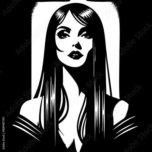 Gothic Woman: Portrait of a woman with long straight hair.