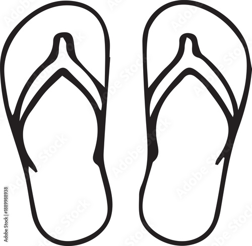 Beach Sandals – Black & White Sketch