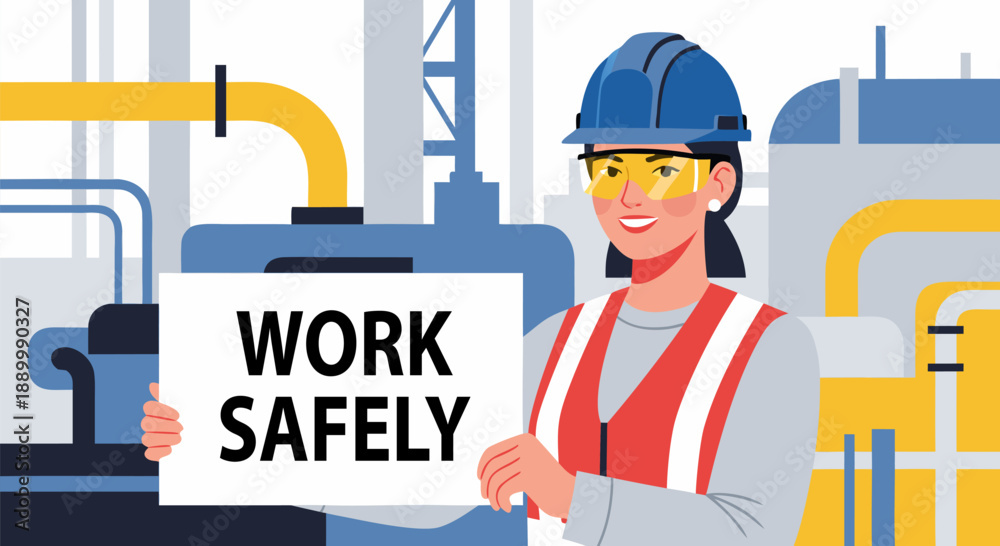 Fototapeta premium Work Safely A Safety Professional Vector Illustration Promoting Workplace Safety Guidelines and Protective Gear