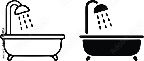 bathroom shower two icon set vector illustration flat design 