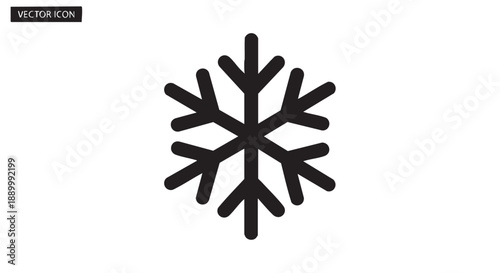 A black snowflake illustration on a plain white background viewed from directly above