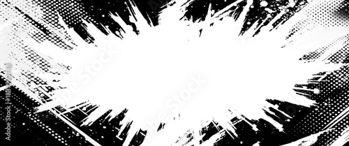 Vector abstract black and white background with halftone effects. frame retro grunge background