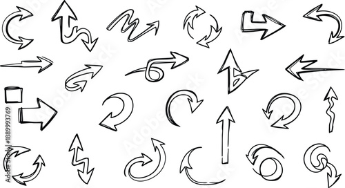 Diverse directional arrows set