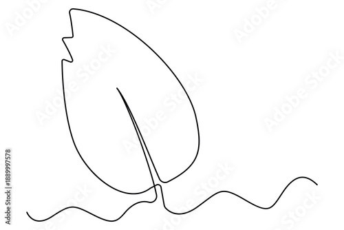 Continuous one line drawing of growing plant eco nature concept vector illustration
