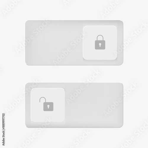 Lock and unlock button. Digital security switch. Modern UI element. Minimalist interface component.