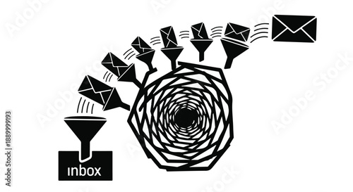 Email marketing strategy with inbox and funnel