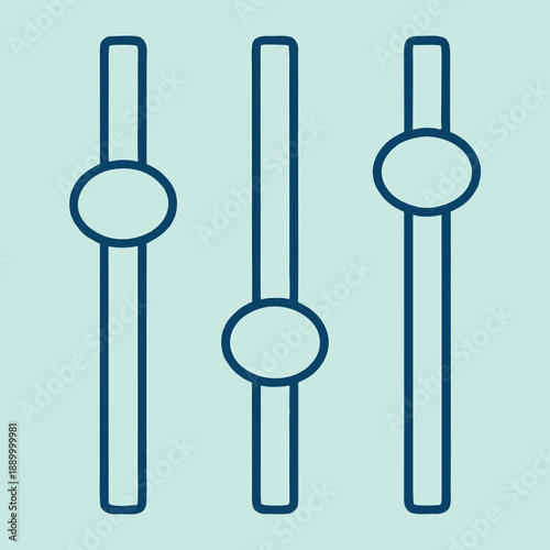 Vertical Sliders Controls Line Icon Vector Illustration, Settings Faders Equalizer