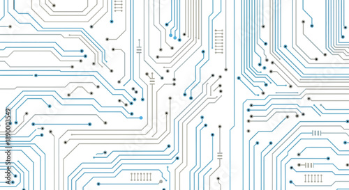 Vector art of circuit board pattern featuring intricate network of interconnected lines and components, symbolizing technology, connectivity, and innovation in a modern and abstract design