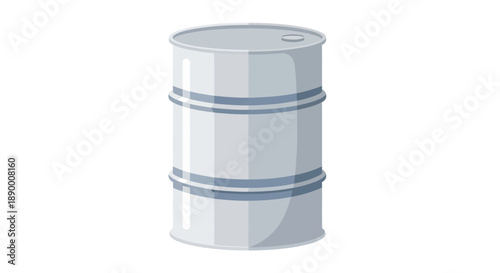 A detailed illustration of a robust metal drum, a versatile container concept for storing various liquids, symbolizing industrial production, resource management, and global supply chain logistics