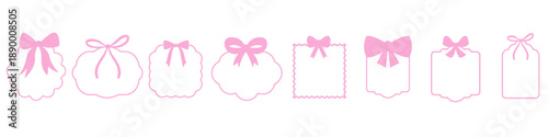 Ribbon Bow vector icon set. Coquette Bows Illustration sign collection. Pink Hair Bow symbol. Bow logo.