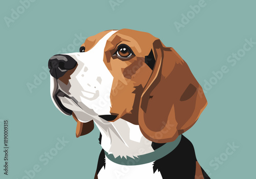 Charming Beagle dog portrait vector illustration, a cute pet with expressive eyes, perfect for various designs