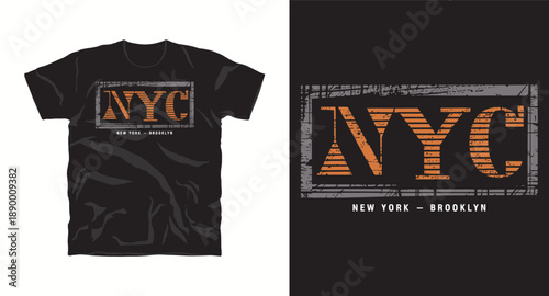 Nyc brooklyn typography vector illustration for tshirt print design on black background