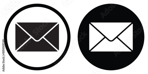 Classic envelope icons in black and white silhouettes. Represents email, messaging, communication, and contact services. Professional graphic for business correspondence and newsletters.