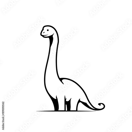 Brachiosaurus. Brachiosaurus simple black and white line art vector logo