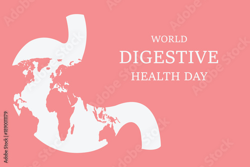 Global digestive health concept with stomach illustration symbolizing World Digestive Health Day.