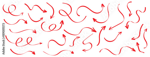 Doddle arrow set. Crayon arrow sketches collection. Hand drawn arrow illustration Hand drawn arrow set with crayon texture - curved and straight, spiral and wavy directional pointers for navigation.