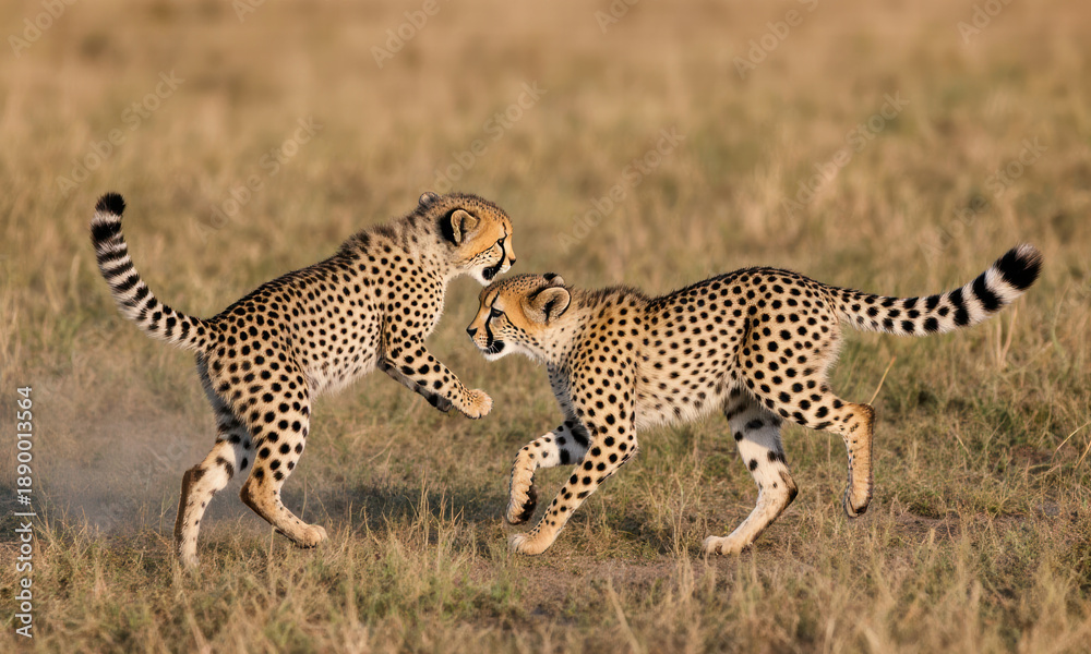 Obraz premium Wildlife: Two cheetahs in a field