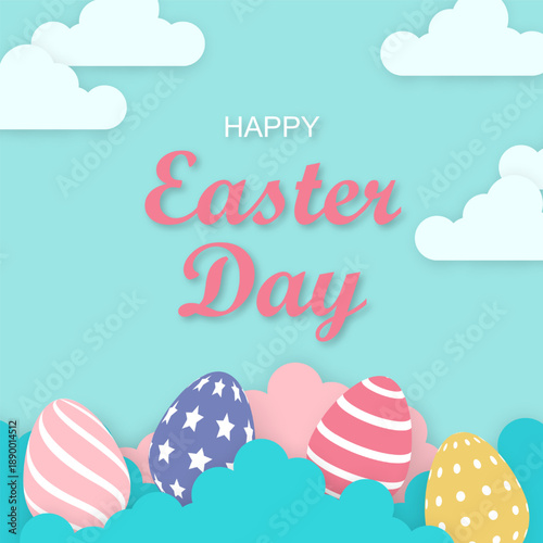 Happy easter day in paper style