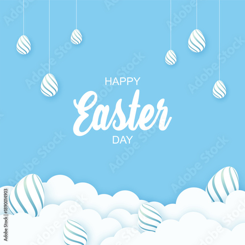 Happy easter day in paper style