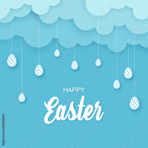Happy easter day in paper style