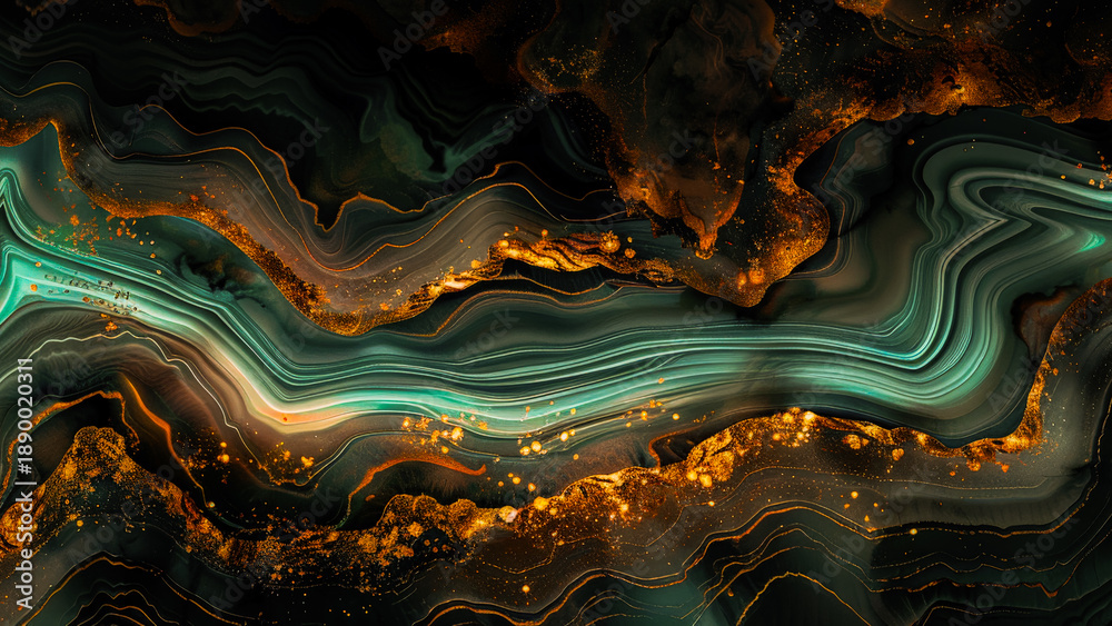 Obraz premium Fluid Patterns Blend With Vibrant Colors in an Artistic Display of Watercolor and Ink on Marble Background