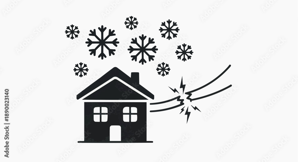 Fototapeta premium Winter Power Outage and Home Energy Crisis Icon
