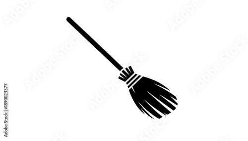 Witch's Broomstick Folklore Myth Simple Flat Vector Icon
