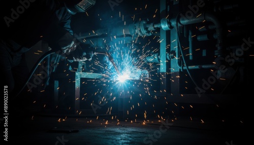 Professional Welder at Work with Welding Torch