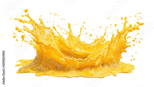 Refreshing Orange Juice Splash with Dynamic Water Droplets