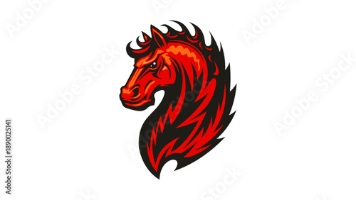Fiery Red Stallion Horse Head Mascot Logo Design
