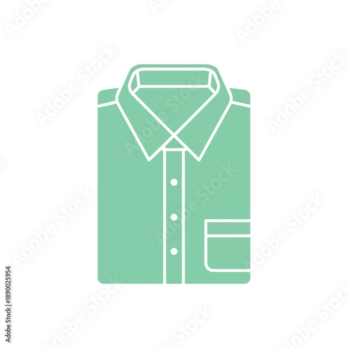 Photos Folded Green Shirt with White Outline and Buttons.