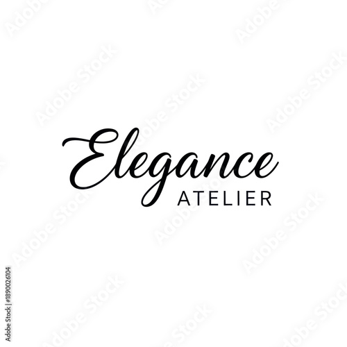 Elegance Atelier logo in black script font on a white background.