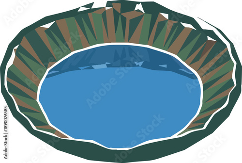 Geometric low poly abstract illustration of a crater lake