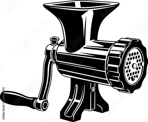 a black silhouette of a meat grinder , vector  