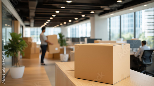 A busy office space highlights the importance of junk removal services, as employees collaborate while a junk removal crew swiftly removes outdated furniture and unwanted items from the premises,