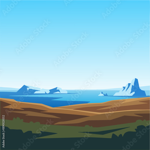 Pixelated Coastal Environment with Rocks and Clear Blue Sky