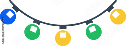 Colorful string lights icon for holiday celebration design
