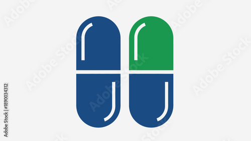 Blue and Green Capsules Illustration Design.