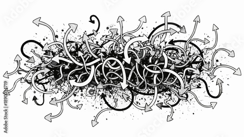 Chaotic arrows in motion with abstract background